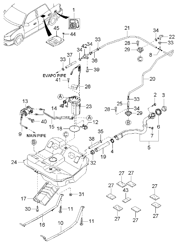 FILTER ASSY-FUEL 2000 CC;MPI-DOHC
