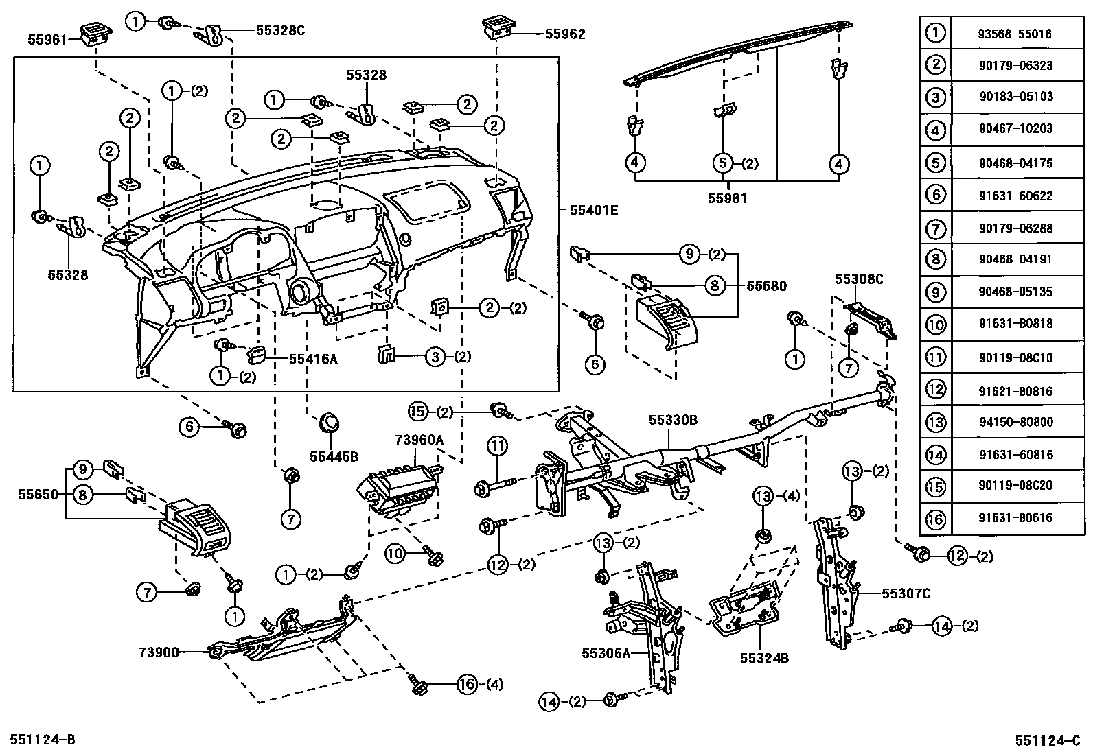 REGISTER ASSY, INSTRUMENT PANEL, LOWER NO.1