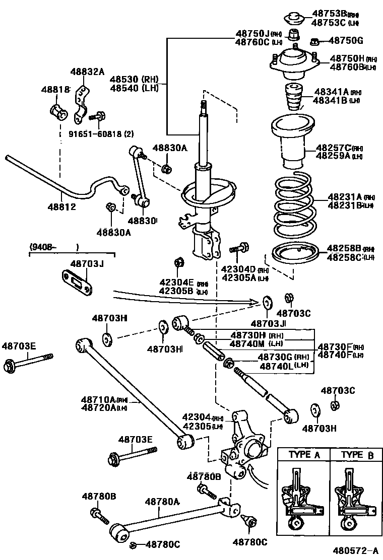 ARM ASSY, REAR SUSPENSION, NO.1 LH