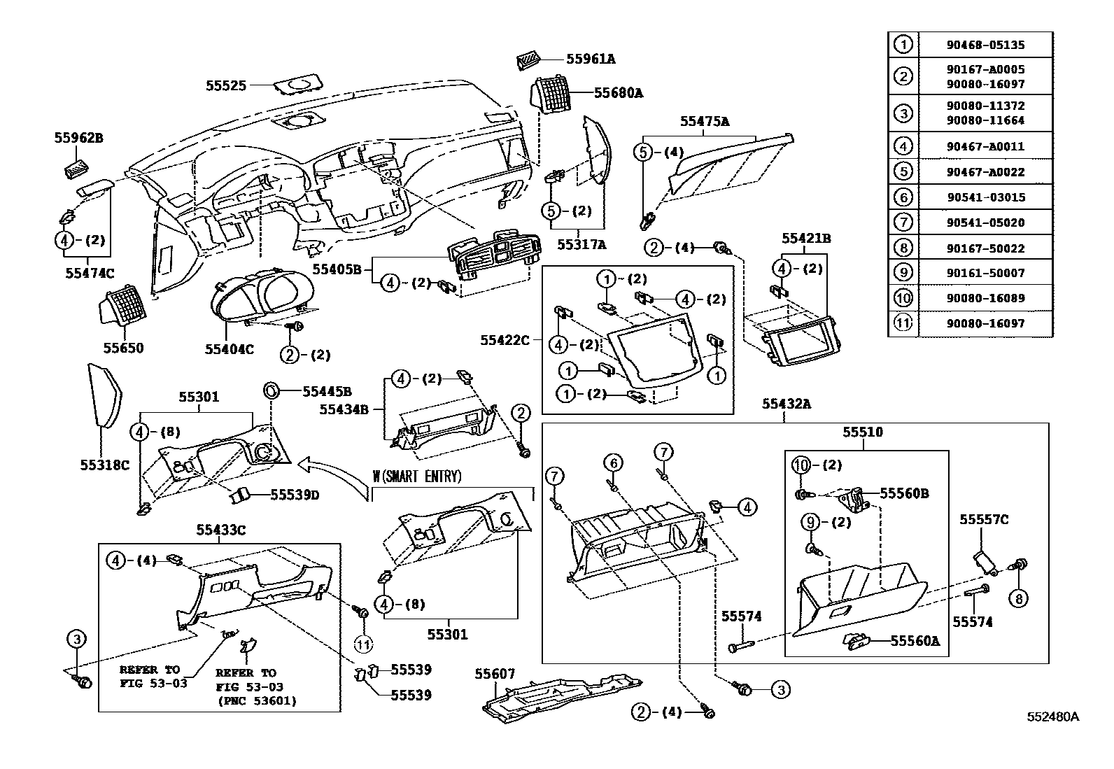 REGISTER ASSY, INSTRUMENT PANEL, NO.1