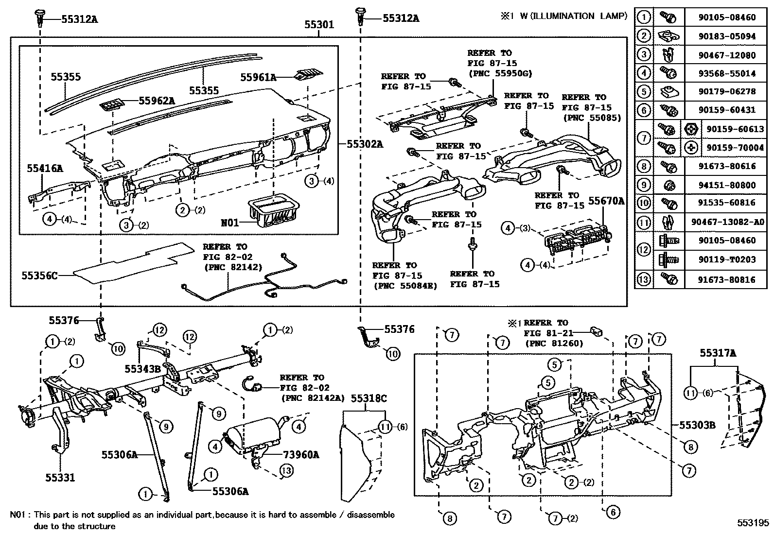 AIR BAG ASSY, INSTRUMENT PANEL PASSENGER W/O DOOR