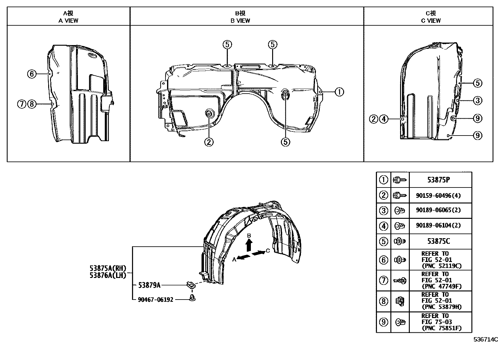 بطانة رفرف امامي يمين